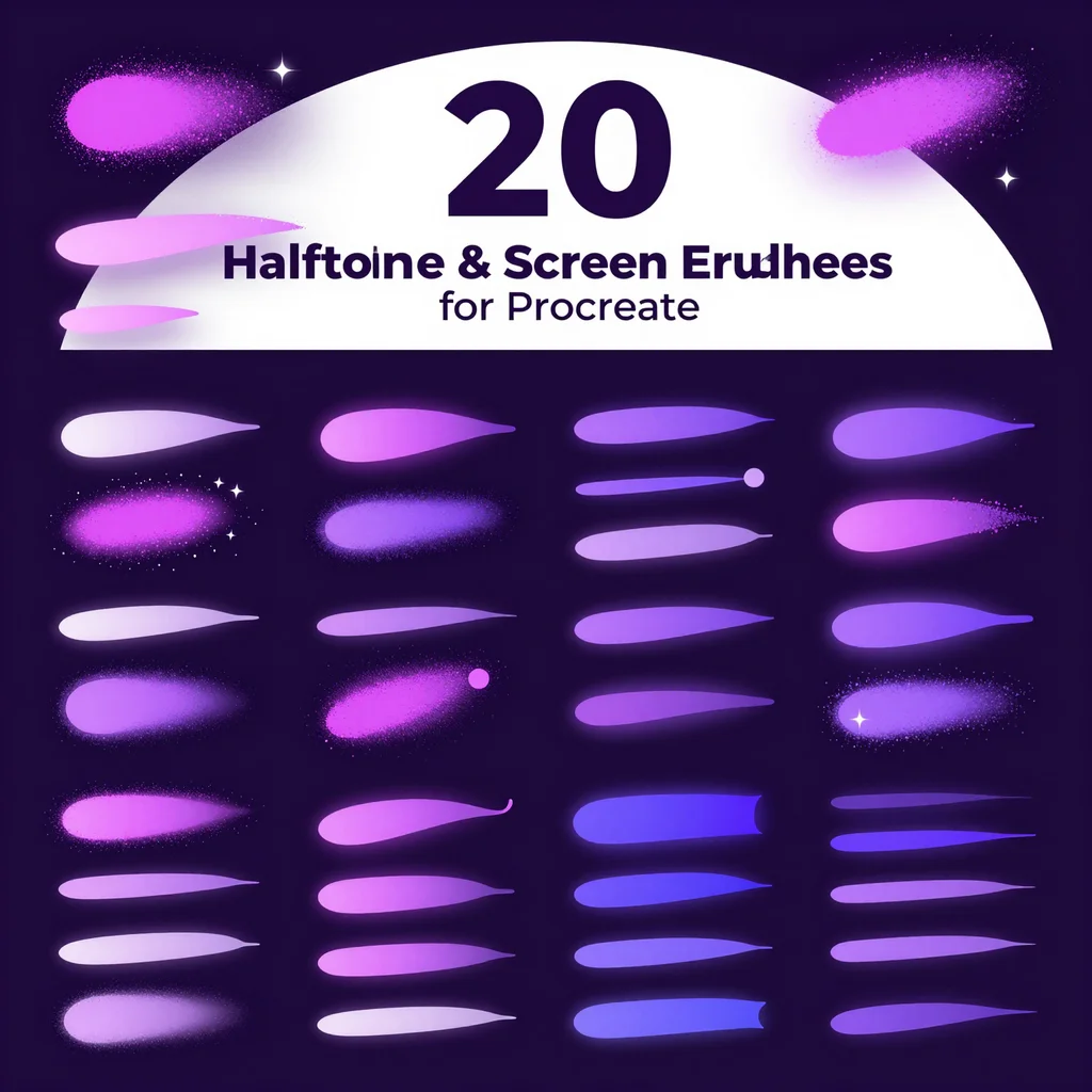 20 Procreate Halftone & Screen Effect Brushes for Procreate iPad