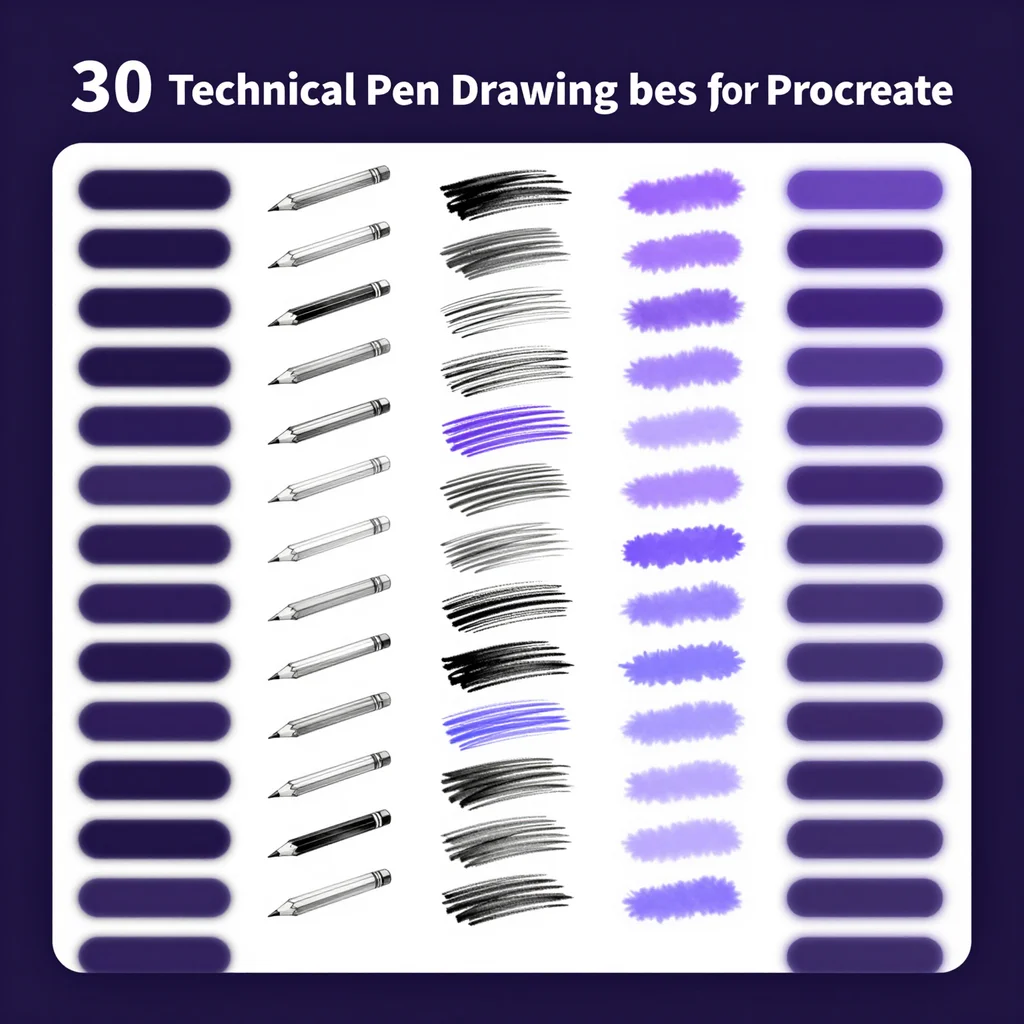 30 Procreate Technical Pen Drawing Brushes for Procreate iPad