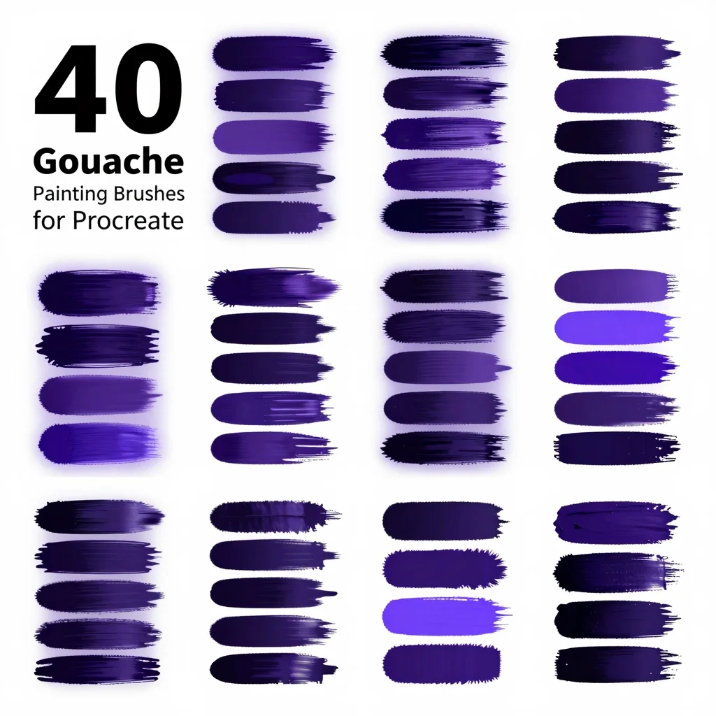 40 Procreate Gouache Painting Brushes for Procreate iPad