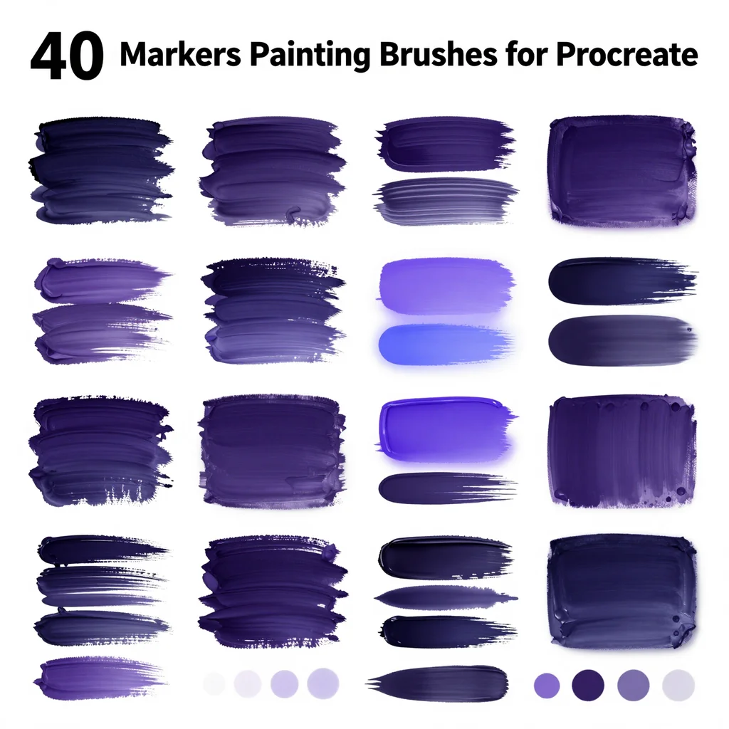 40 Procreate Markers Painting Brushes for Procreate iPad