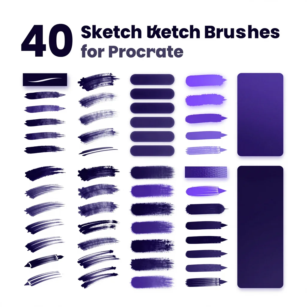 40 Procreate Sketch Drawing Brushes for Procreate iPad