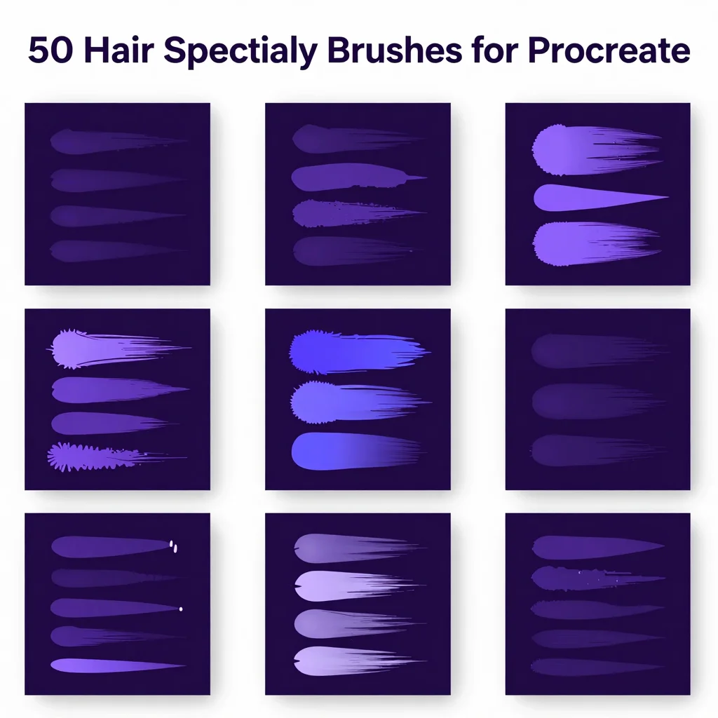50 Procreate Hair Specialty Brushes for Procreate iPad