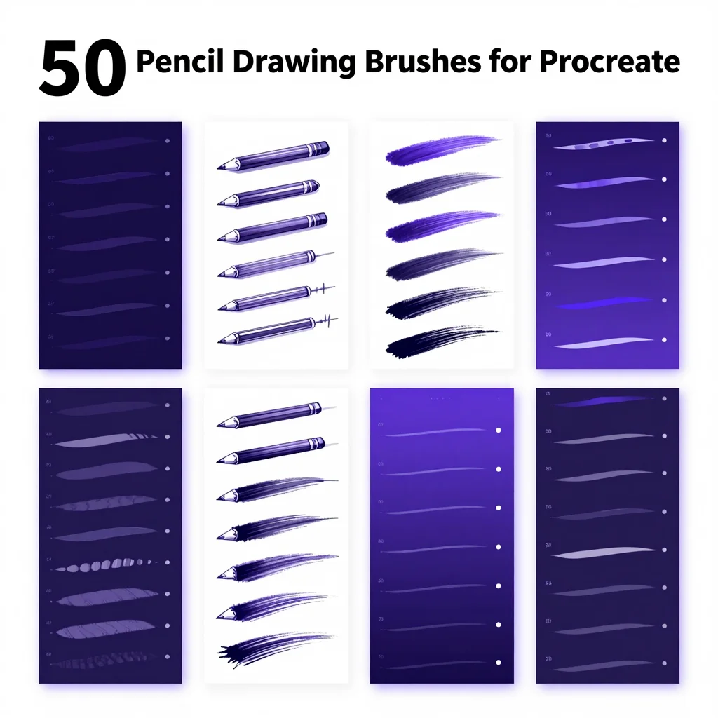 50 Procreate Pencil Drawing Brushes for Procreate iPad