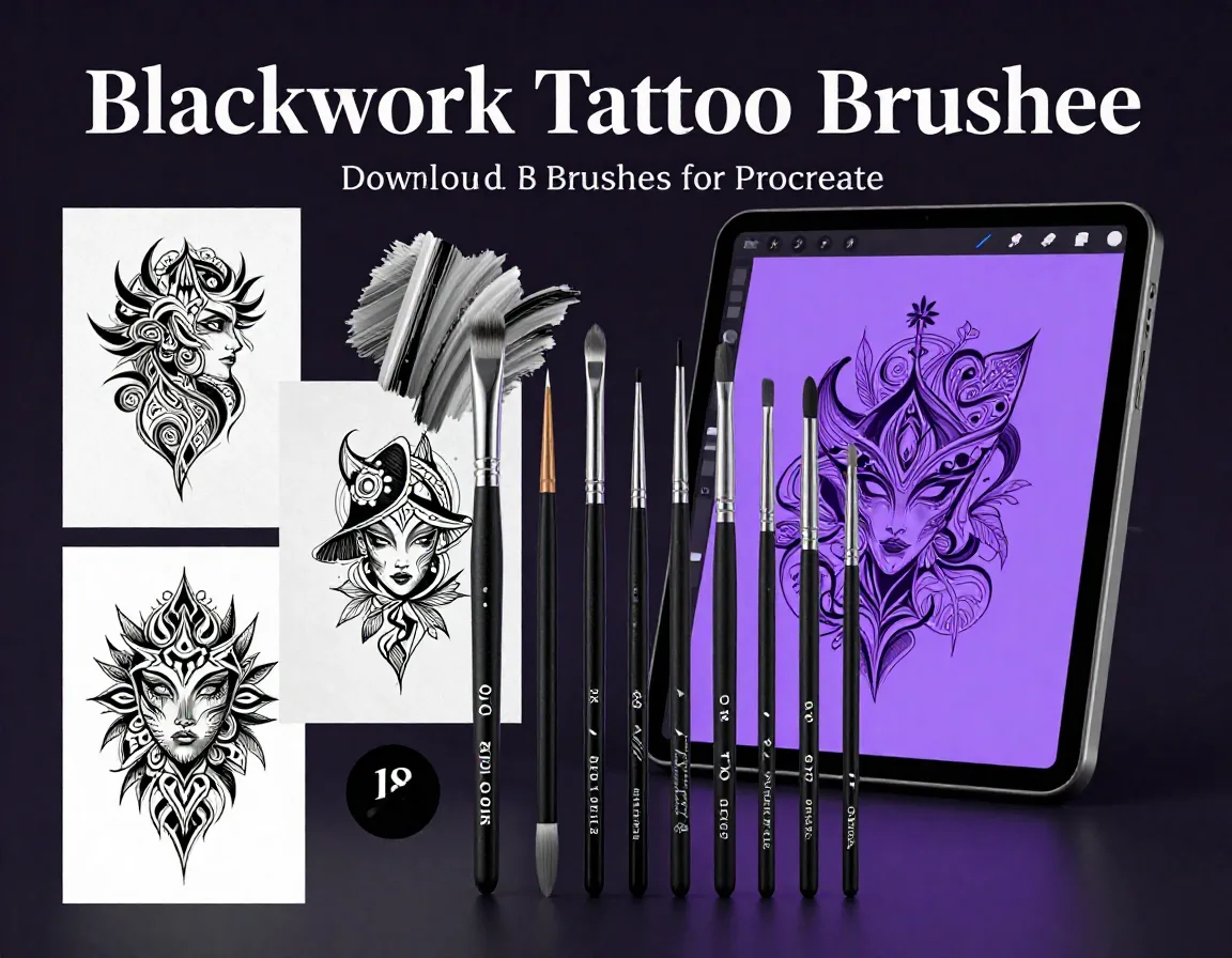 Blackwork Tattoo Brushes for Procreate