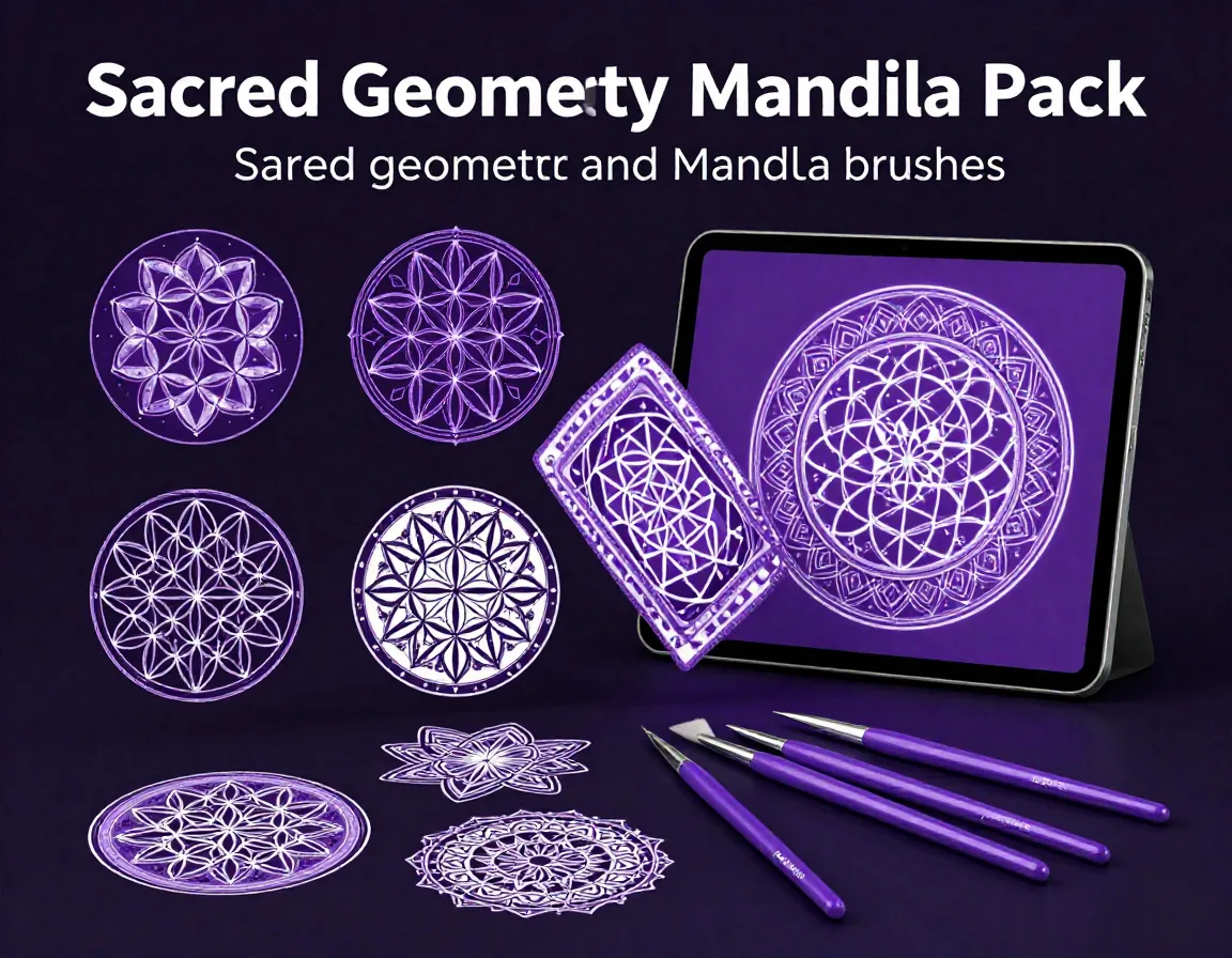 Sacred Geometry Mandala Pack brush set for Procreate iPad