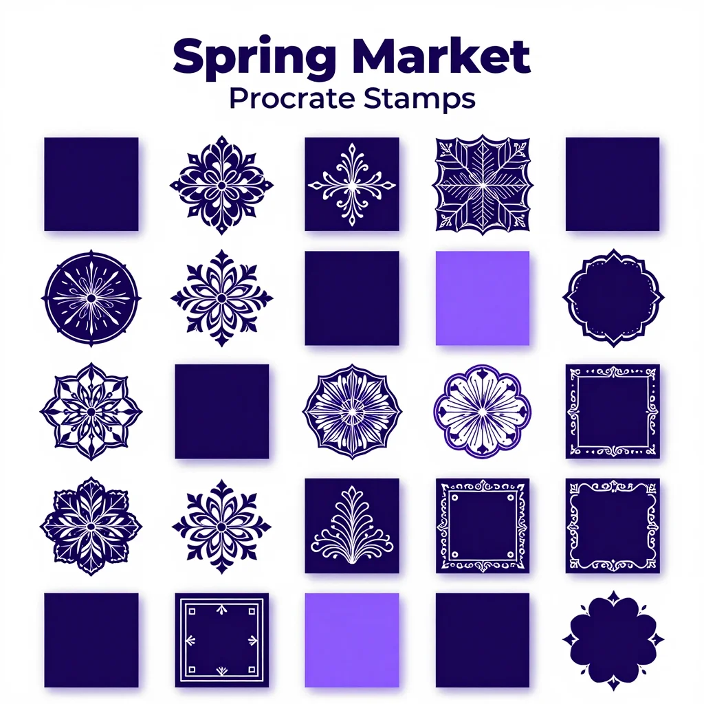 Spring Market Procreate Stamps — free download for Procreate iPad