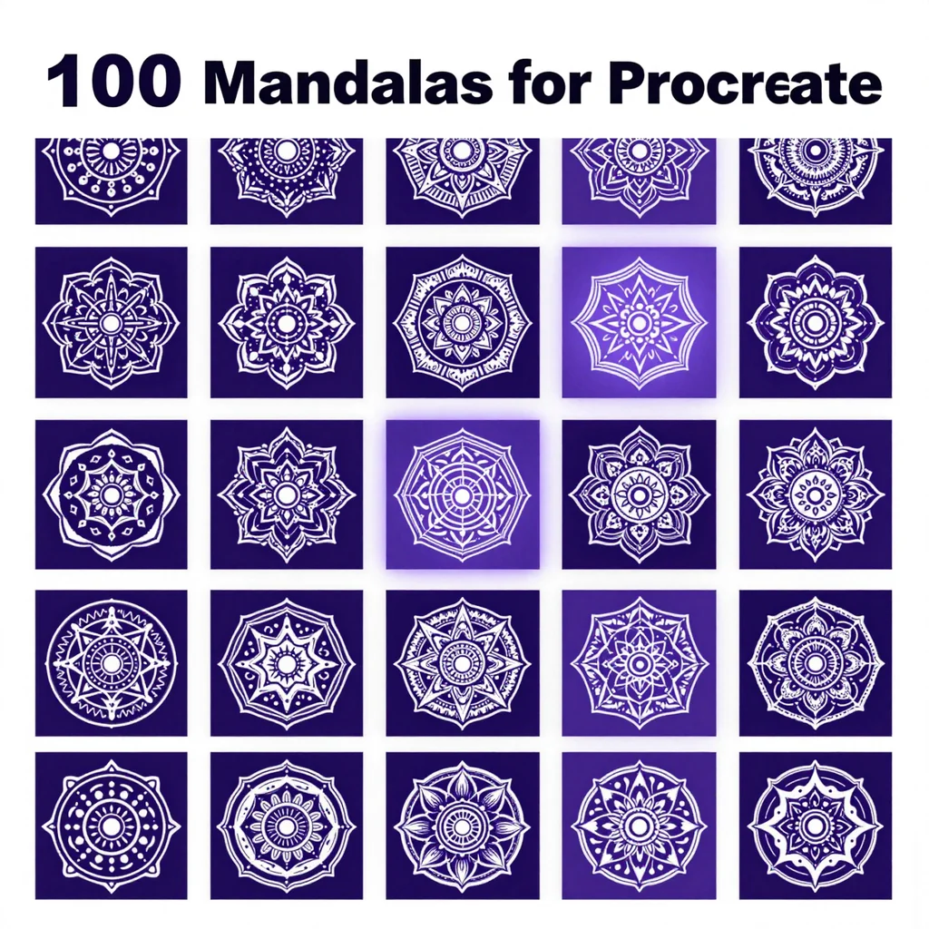 100 Procreate Mandala Stamp Brushes