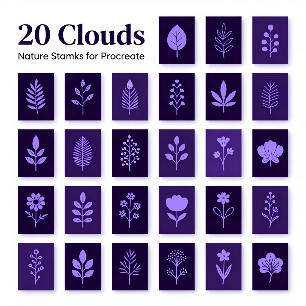 20 Procreate Clouds Nature Stamps for Procreate iPad