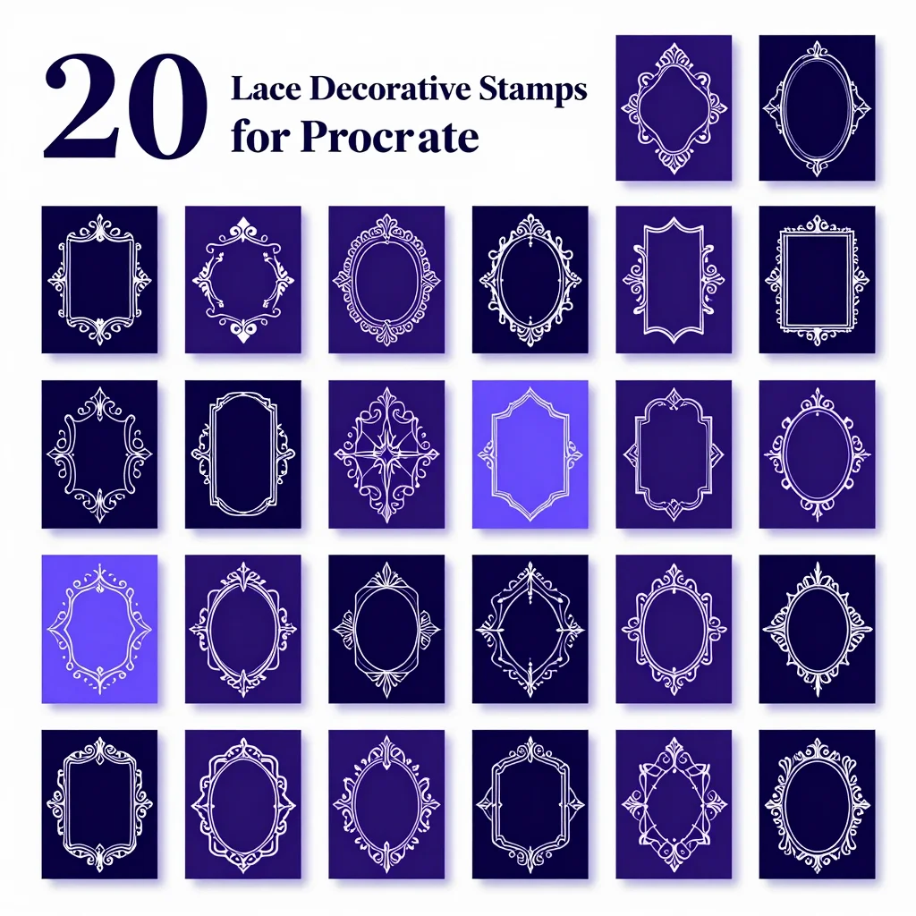 20 Procreate Lace Decorative Stamps