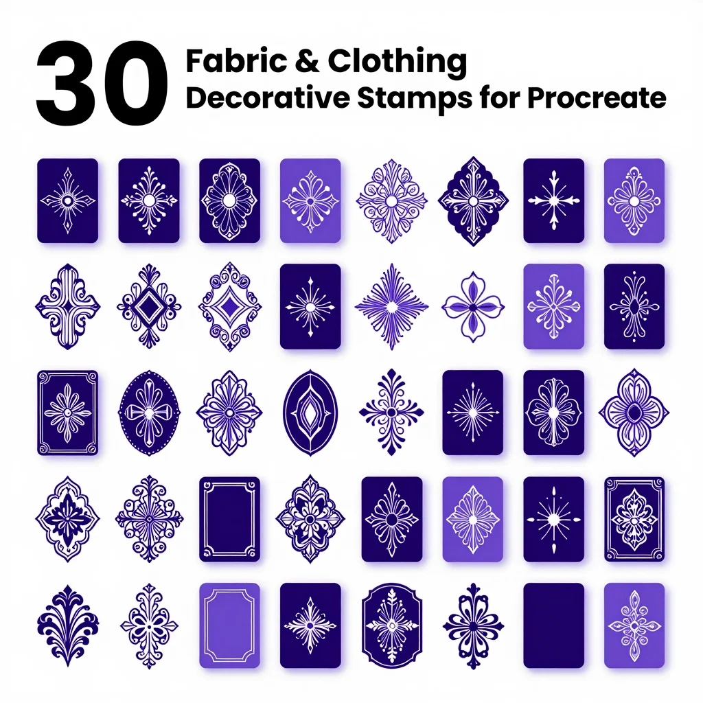 30 Procreate Fabric & Clothing Decorative Stamps