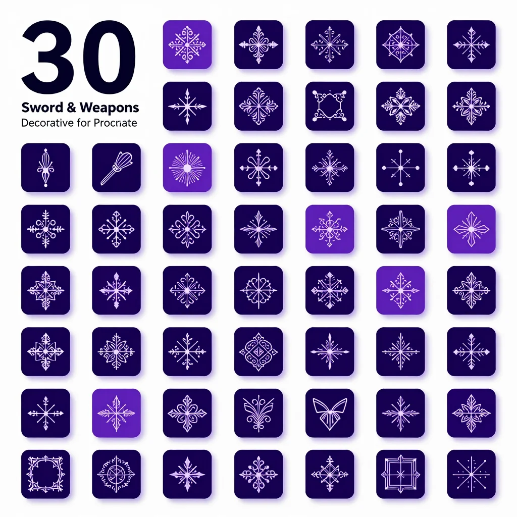 30 Procreate Sword Weapons Decorative Stamps
