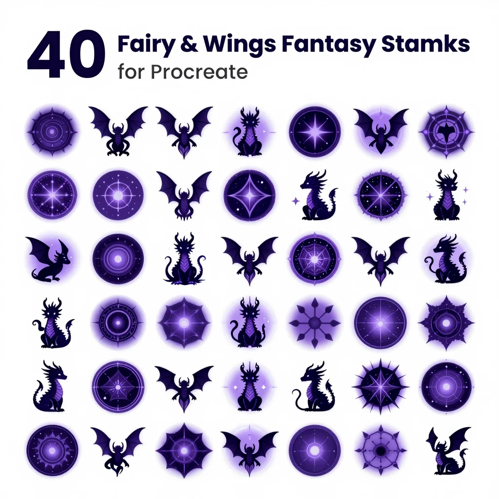 40 Procreate Fairy Wings Fantasy Stamps