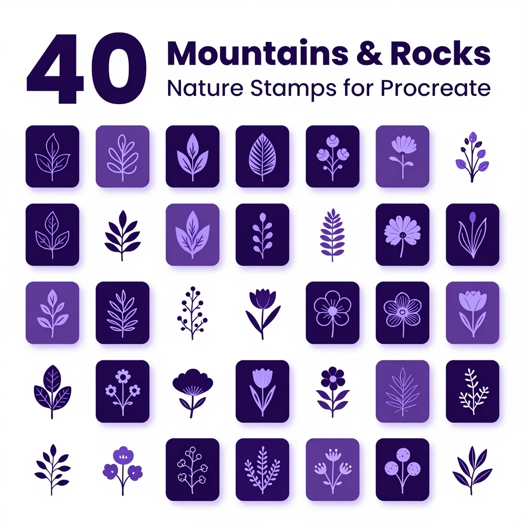 40 Procreate Mountains Rocks Nature Stamps for Procreate iPad