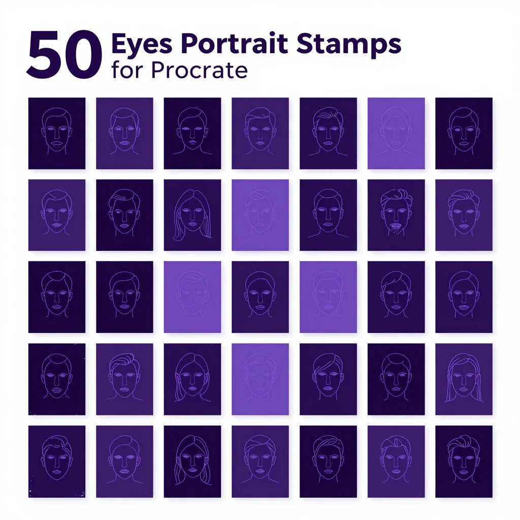 50 Procreate Eye Portrait Stamps
