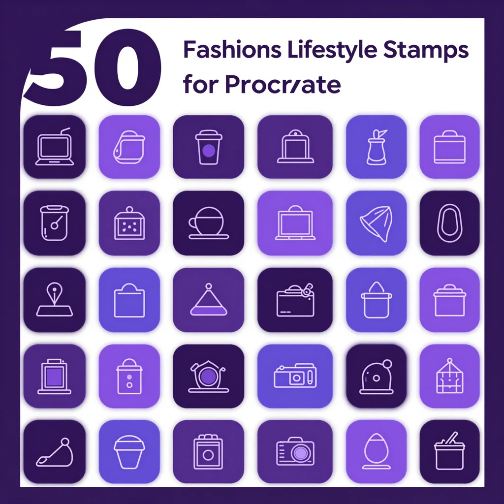 50 Procreate Fashion Lifestyle Stamps