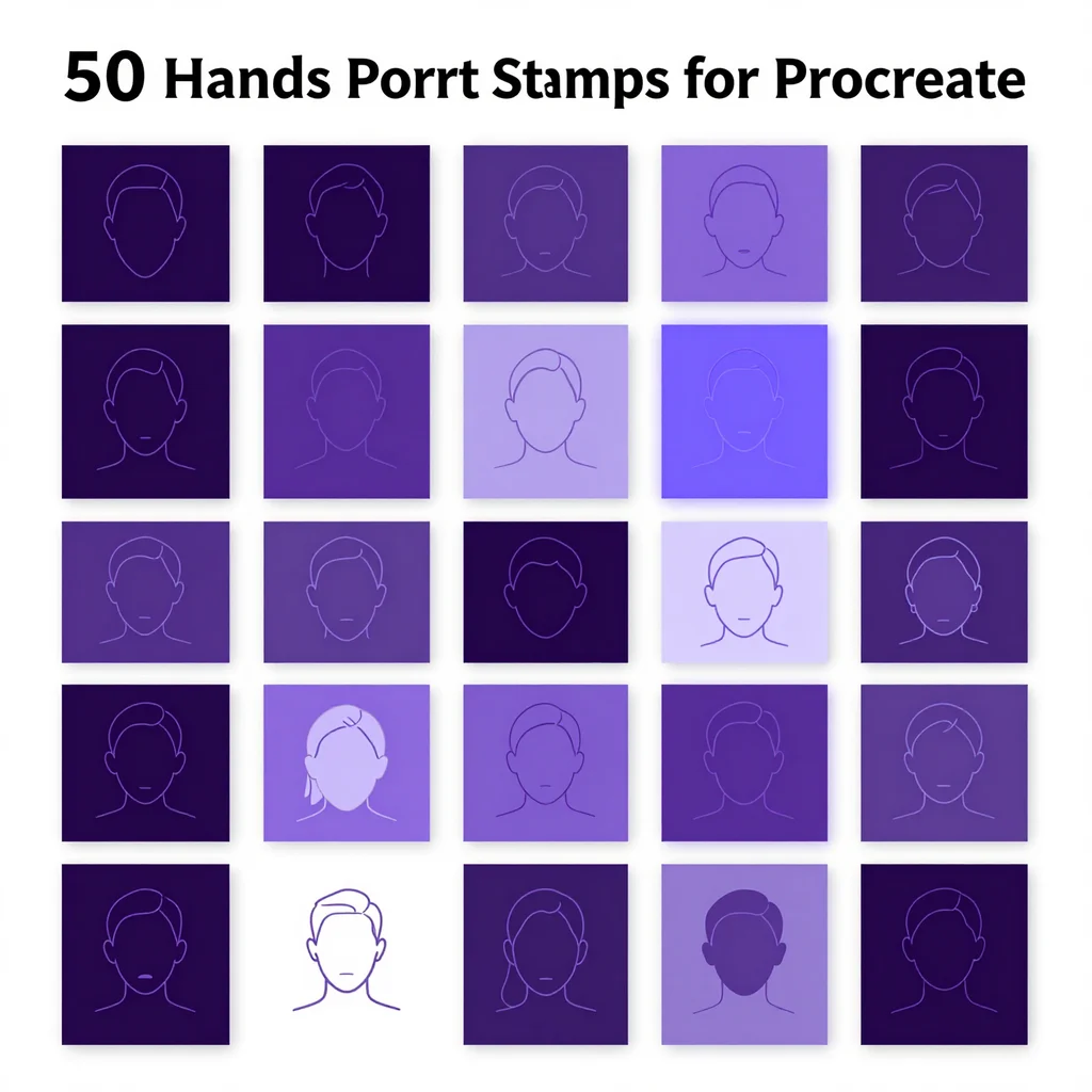 50 Procreate Hand Portrait Stamps