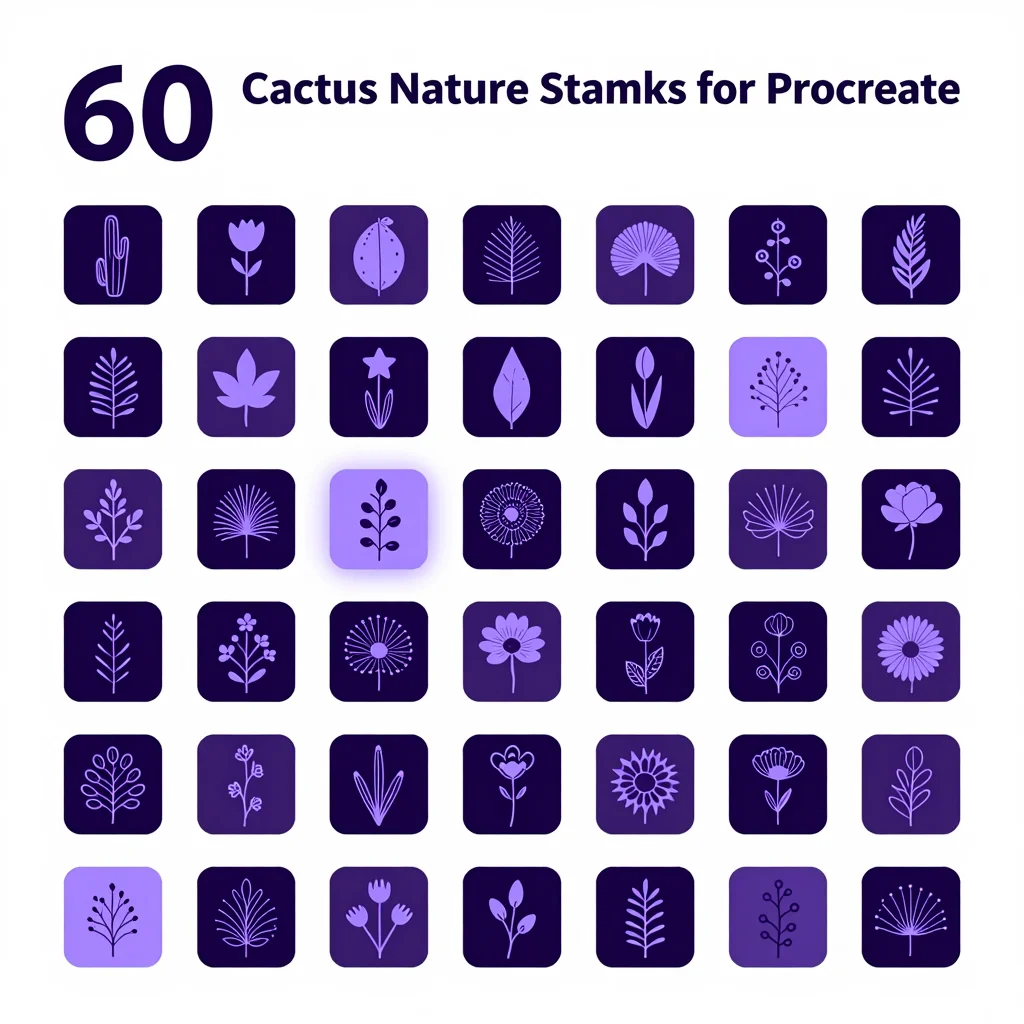 60 Procreate Cactus Nature Stamps for Procreate iPad