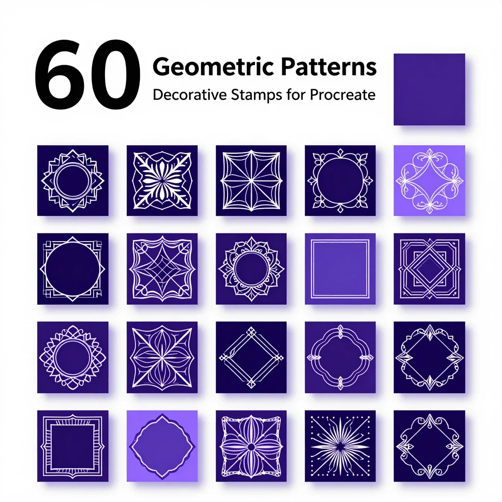 60 Procreate Geometric Patterns Decorative Stamps