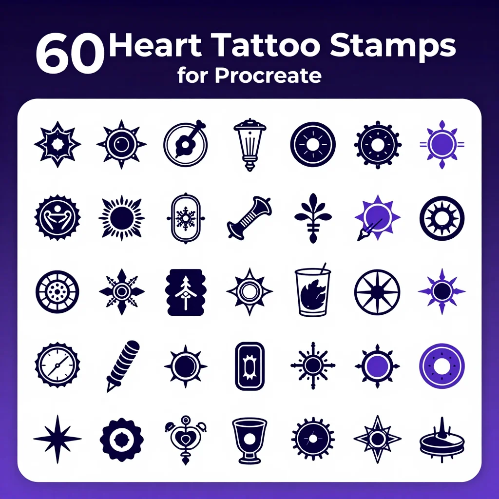 60 Procreate Heart Tattoo Stamps