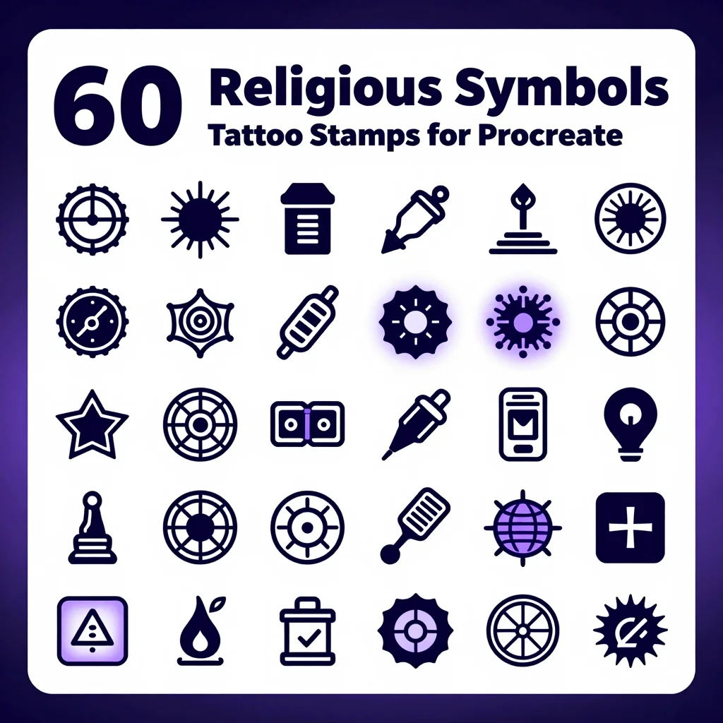 60 Procreate Religious Symbol Tattoo Stamps