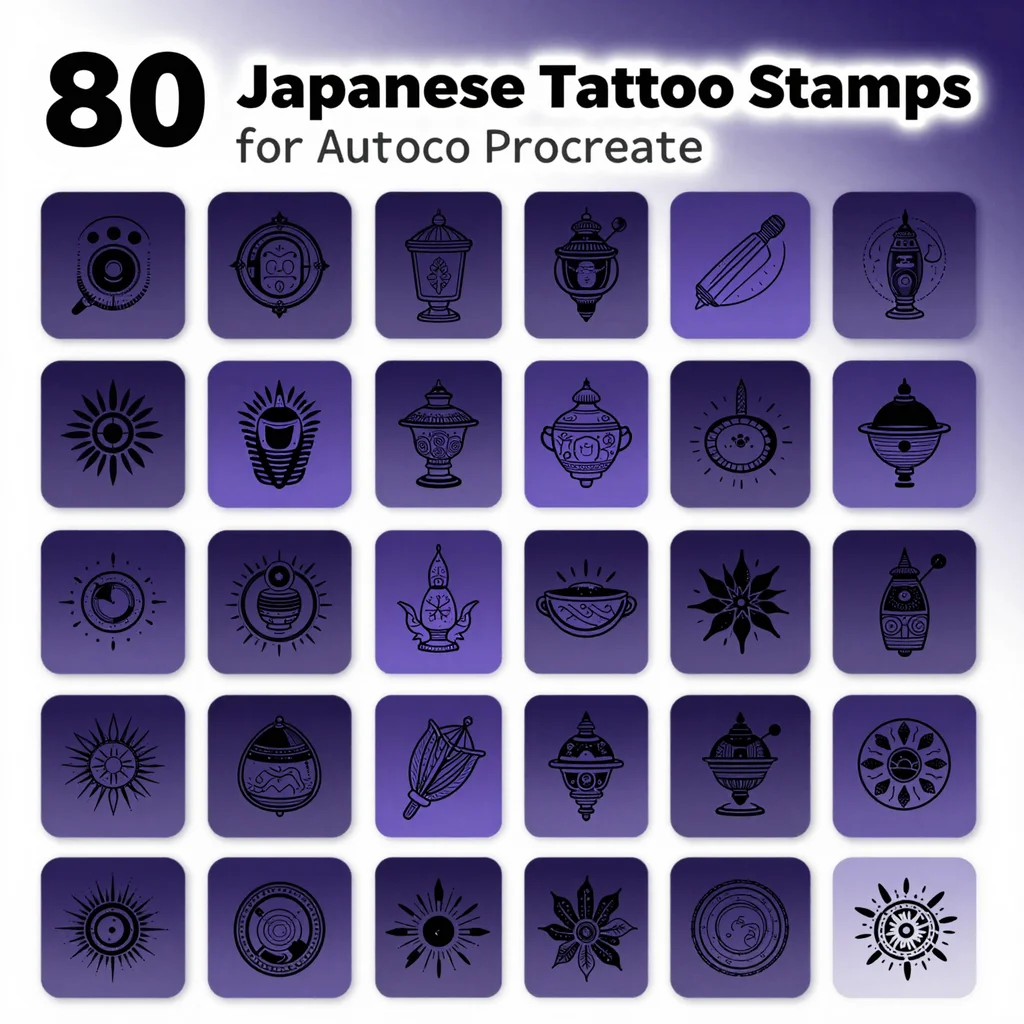 80 Procreate Japanese Tattoo Stamps