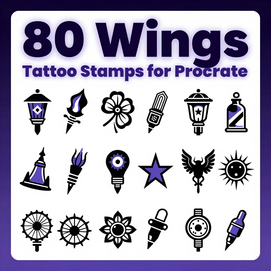 80 Procreate Wings Tattoo Stamps