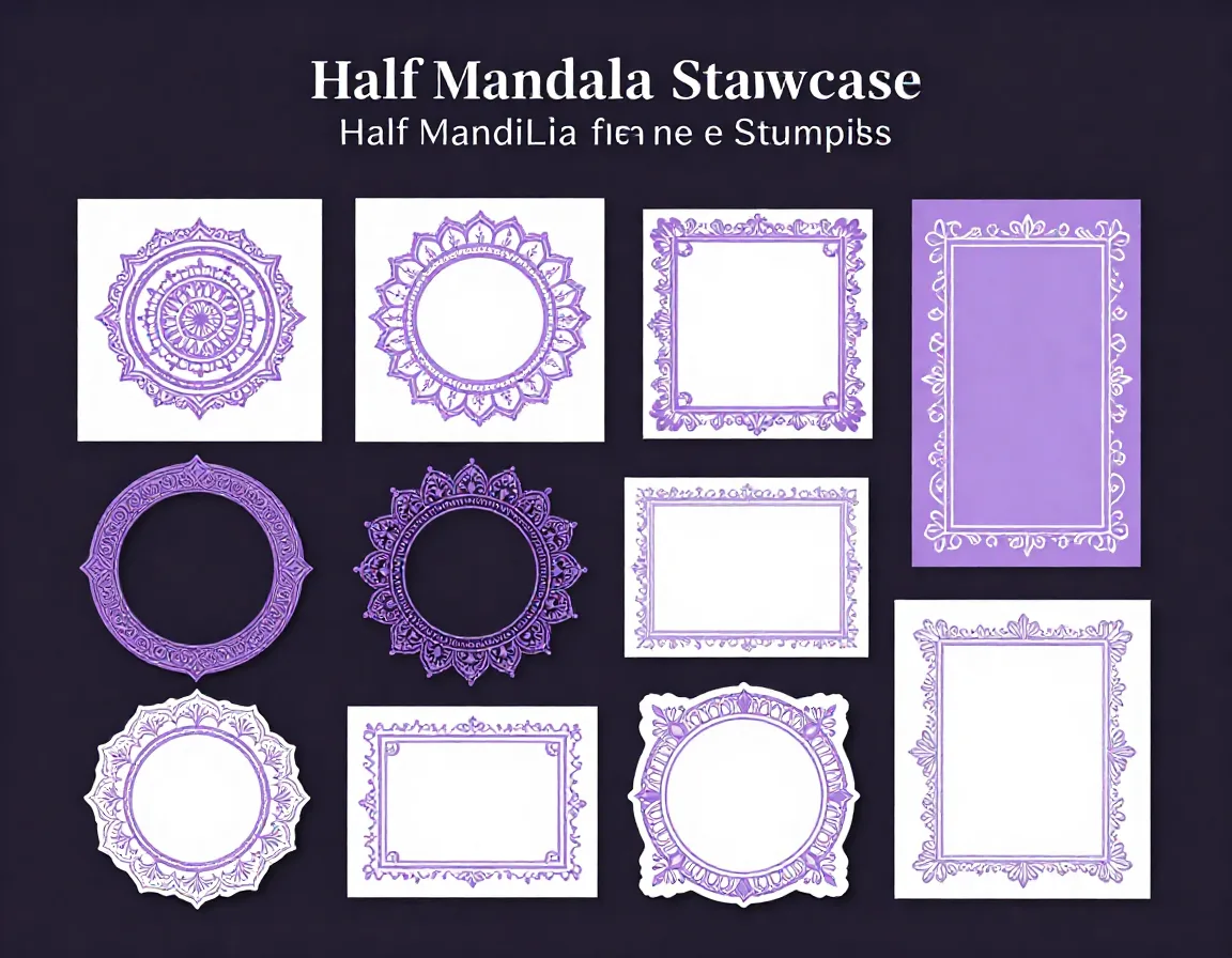 Half Mandala Frame Stamps stamps for Procreate iPad