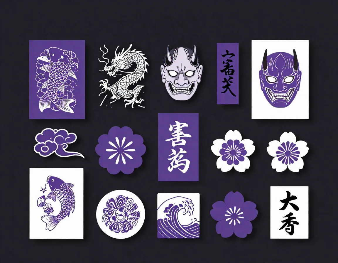 Japanese Tattoo Irezumi Stamps stamps for Procreate iPad