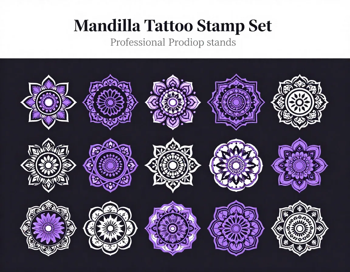 Mandala Tattoo Stamp Set stamps for Procreate iPad